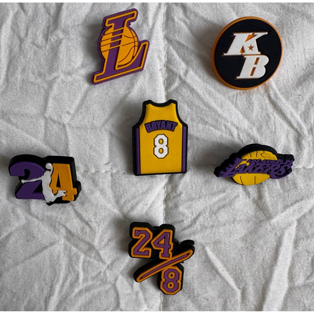Los Angeles Lakers Kobe Bryant Shoe Charms 6pc Set Purple Gold Basketball NBA